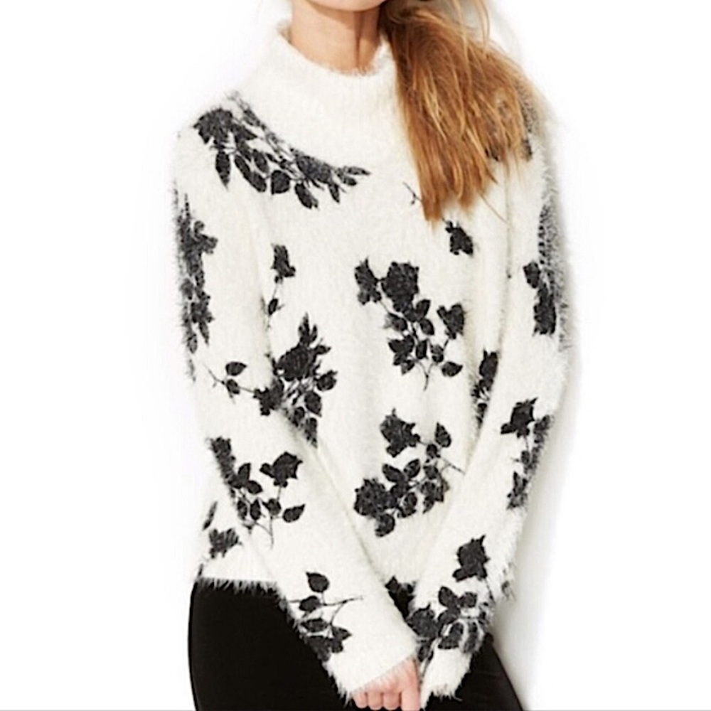 Vince Camuto Fuzzy Floral Sweater